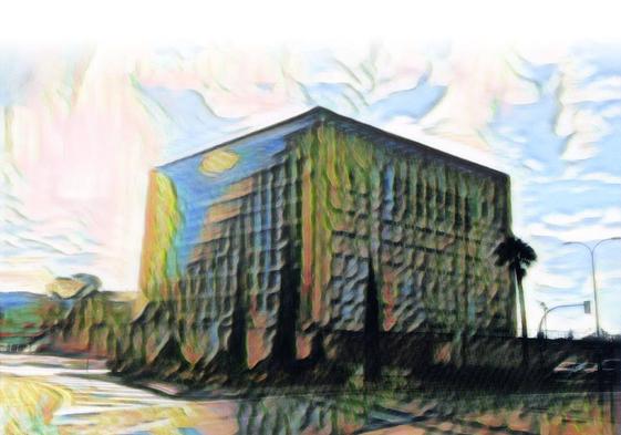 Representación del Cubo, edificio actual de Caixabank.