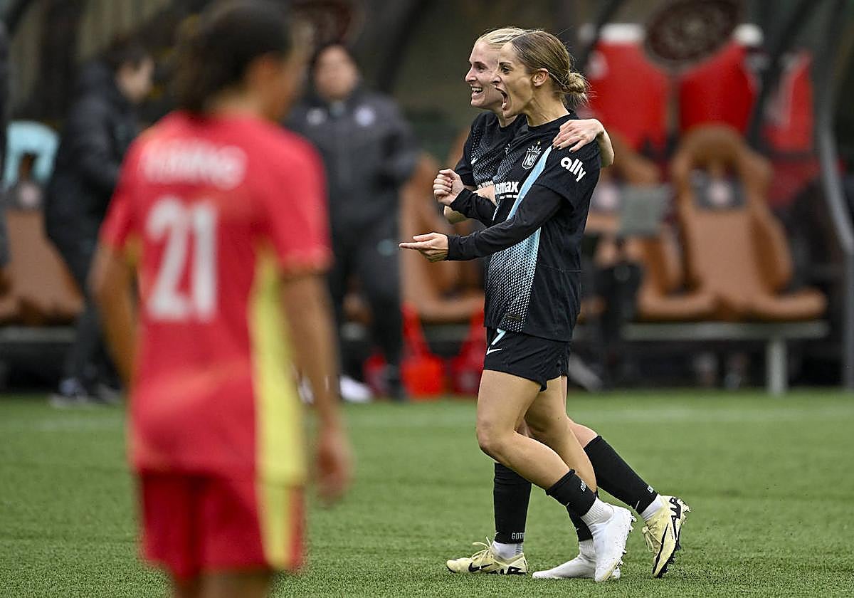Esther González celebra el gol frente al Portland Thorns que significó la victoria de su equipo en el arranque liguero.