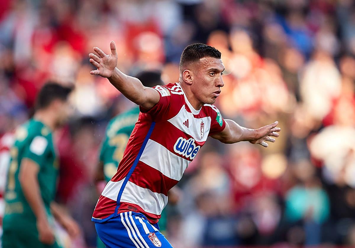 Uzuni celebra su gol con la Real.