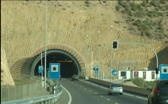 El tunel de la A-7 entre Almería y Roquetas de Mar.