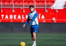 Lucas Robertone en un entrenamiento con la UD Almería