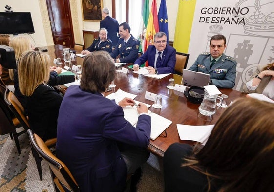 Representantes de las administraciones en la mesa política de los cortes de luz, este jueves.