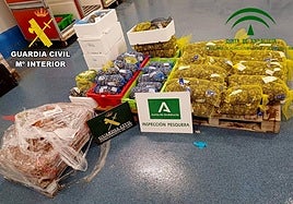 Alimentos intervenidos por la Guardia Civil.