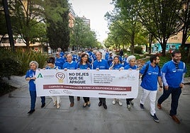 Pacientes y profesionales del Hospital Universitario Virgen de las Nieves, durante el paseo.