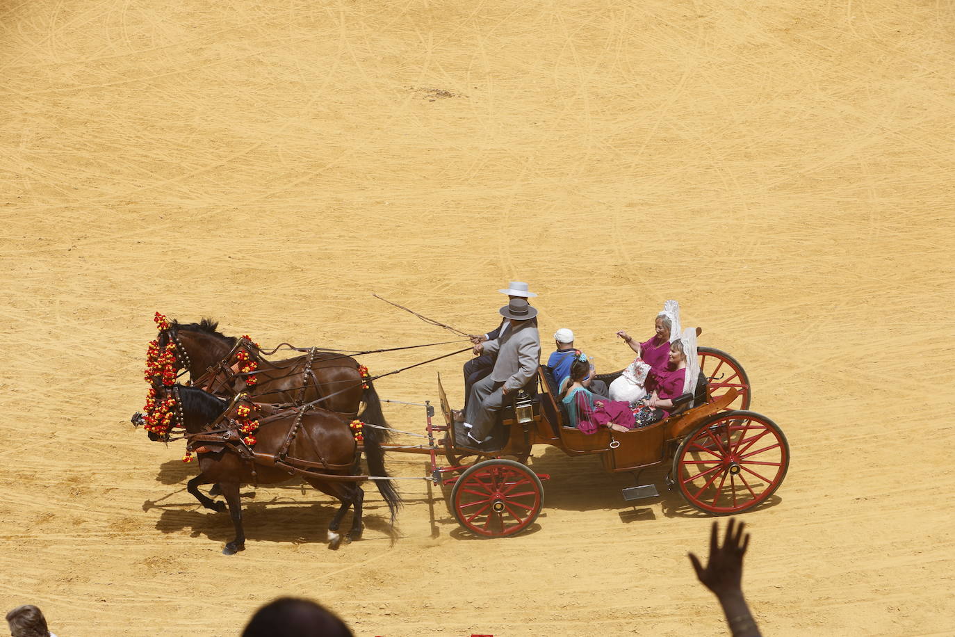 Espectaculares imágenes de los enganches en la plaza de toros de Granada