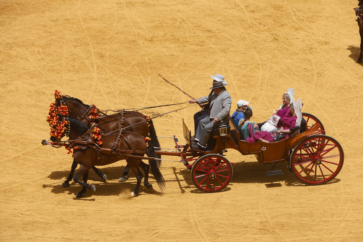 Espectaculares imágenes de los enganches en la plaza de toros de Granada