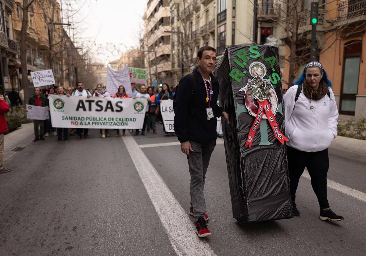 Manifestación en defensa de la sanidad pública en Granada en enero de este año.