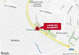 Lugar del accidente en la cricunvalación, a la altura de la salida de la Chana