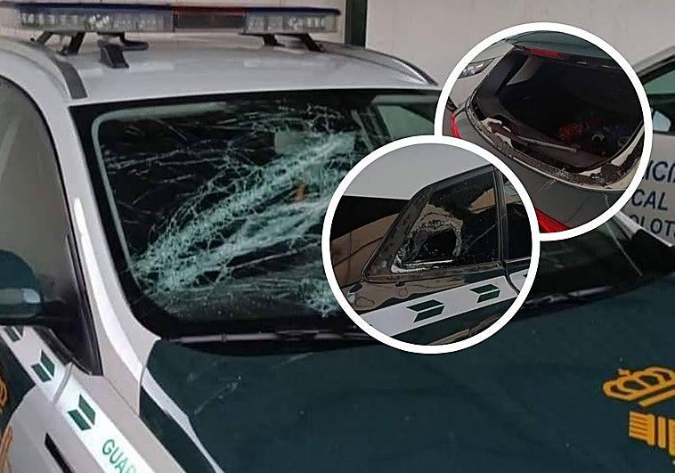 Estado en el que quedó el vehículo de la Guardia Civil.