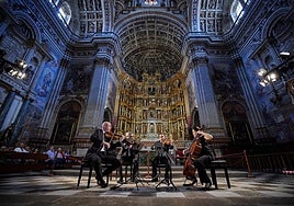Momento del recital del Cuarteto Quiroga.