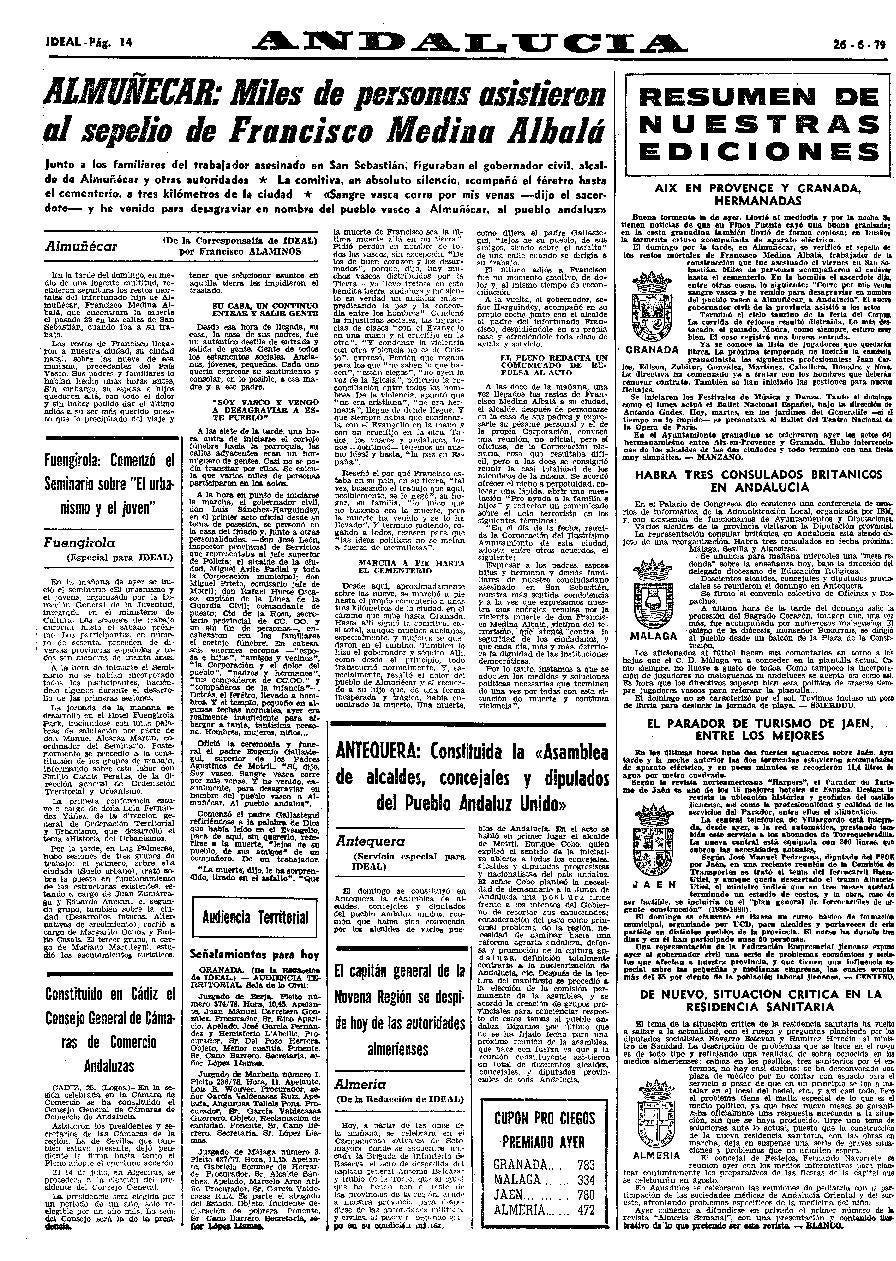El 26 de junio de 1979 Almuñécar enterró a Francisco Medina.