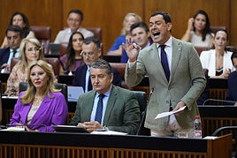 Juanma Moreno, durante su intervención en la sesión de control.