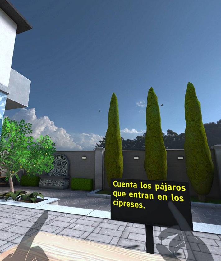 Imagen secundaria 2 - Ana acompaña a Sergio; imágenes de una de los espacios del sistema de realidad virtual. 