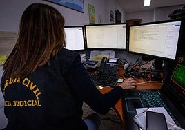 Una investigadora de la Guardia Civil analiza estafas cometidas por internet.