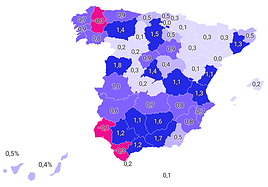 Mapa del crecimiento del empleo tecnológico por provincias