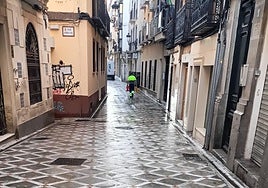 Labores de limpieza en la calle Maestra.