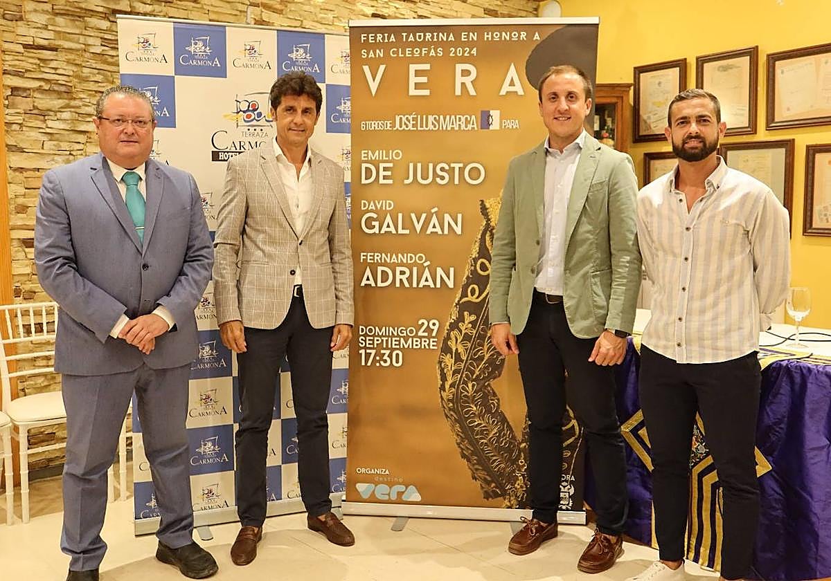 Giner Carmona, Ruiz Manuel, Alfonso García y Antonio Soler en la presentación del cartel.