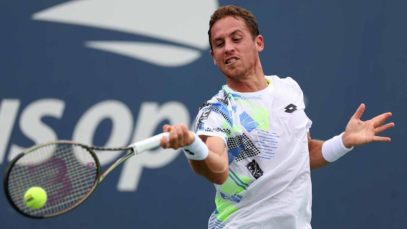 Roberto Carballés, en el partido que ganó a Rune en el US Open de 2023.