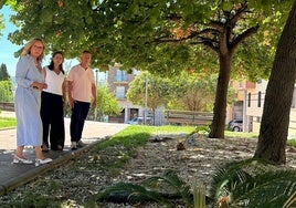 Los ediles María del Carmen Angulo, Javier Padorno y Ángeles Díaz en los jardines de San Eufrasio