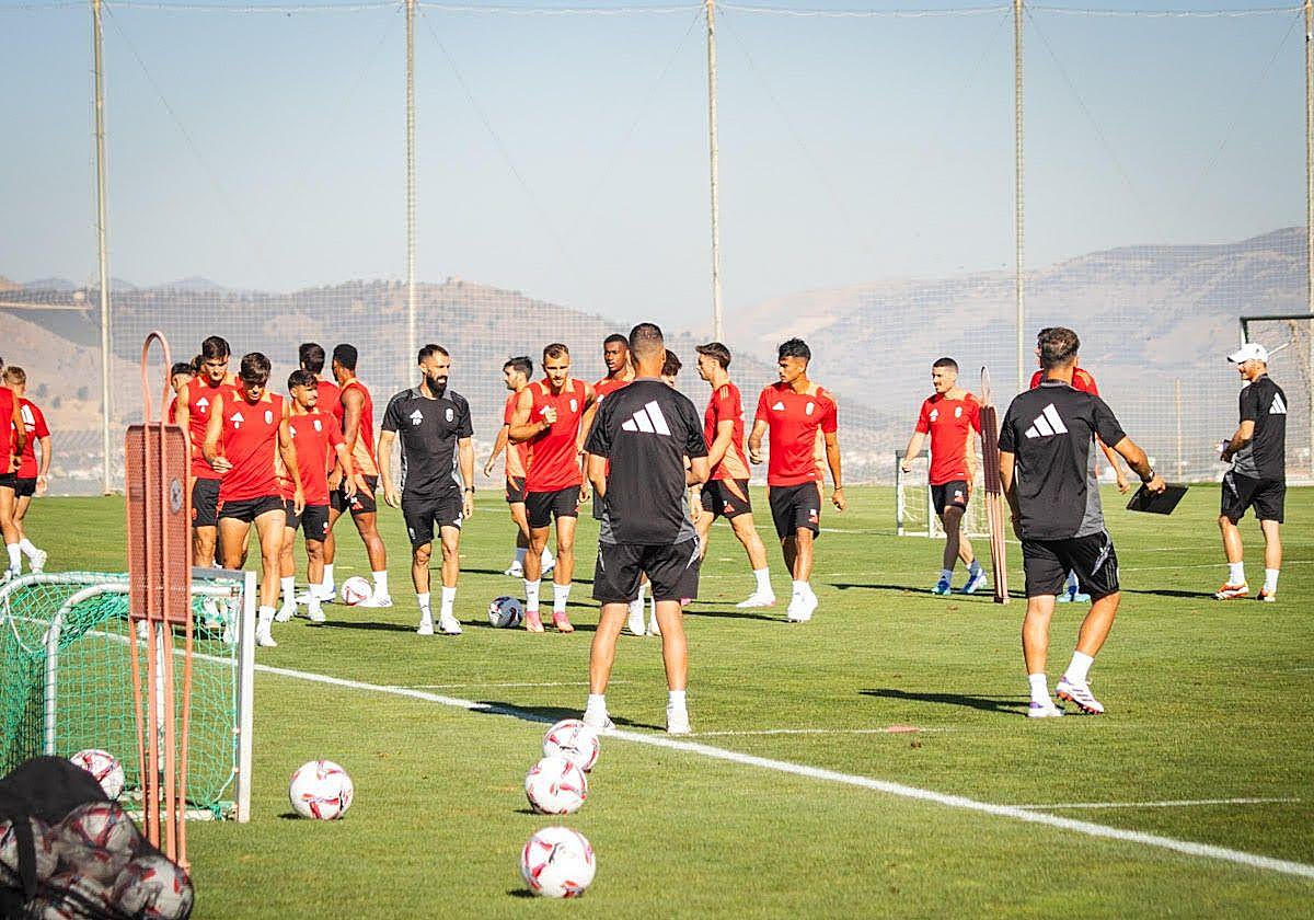 Un momento del entrenamiento del equipo.