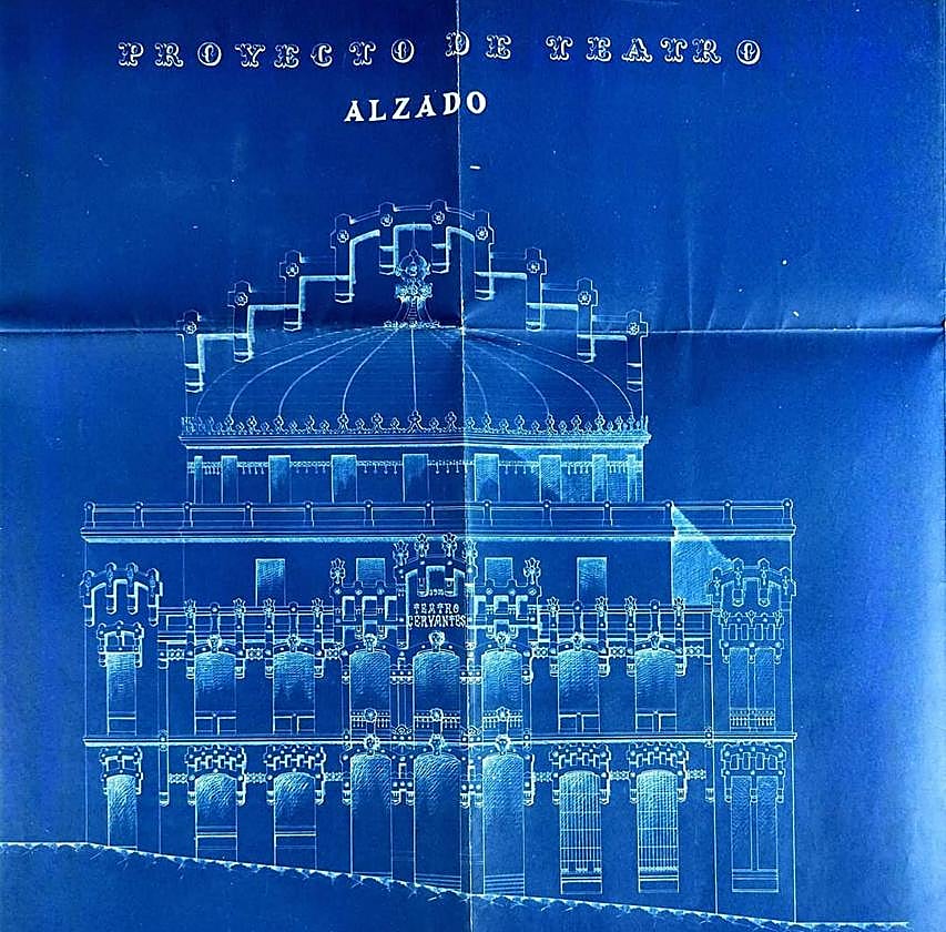 Planos de la fachada del proyecto del Teatro Cervantes