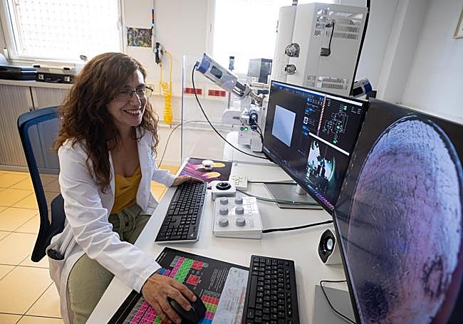 Isabel Sánchez Almazo, técnica del Centro de Instrumentación Científica de la UGR, fue la encargada de mostrar cómo funciona.