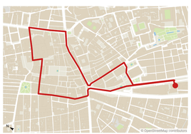 Mapa con el recorrido de la procesión de la Virgen de las Angustias.