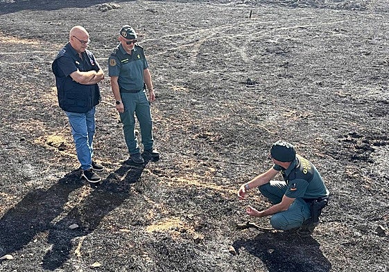 Visita del subdelegado del Gobierno en Jaén a la zona donde se produjo el incendio en Andújar.