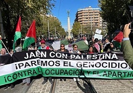 Manifestantes en Jaén en apoyo al pueblo palestino