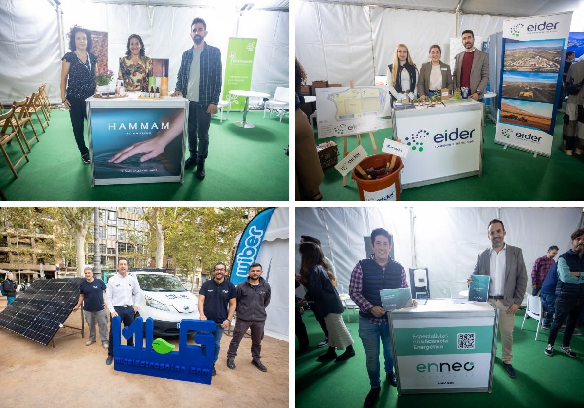 Las firmas granadinas LG Electrosolar, Enneo Ingeniería, Ecoindustria del reciclado y Hammam Al Ándalus, participantes en la Feria de la Sostenibilidad.