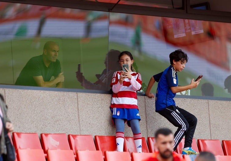 Zinedine Zidane en un palco de Los Cármenes.