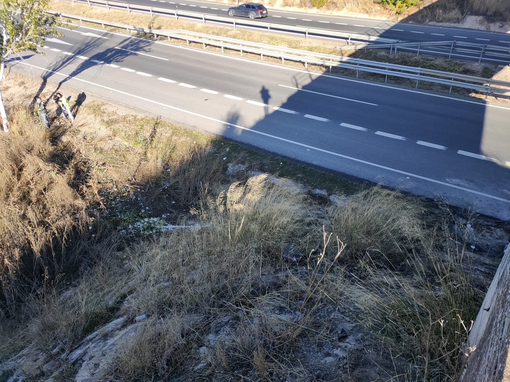 El lugar del accidente mortal de la A-92 en Moraleda de Zafayona