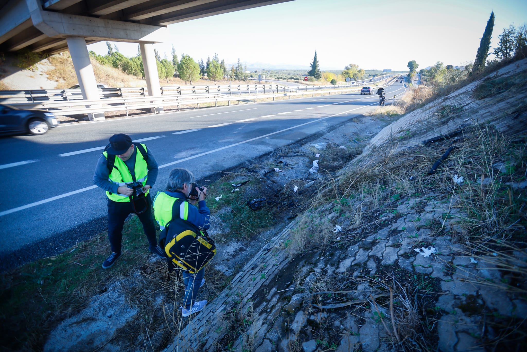 El lugar del accidente mortal de la A-92 en Moraleda de Zafayona