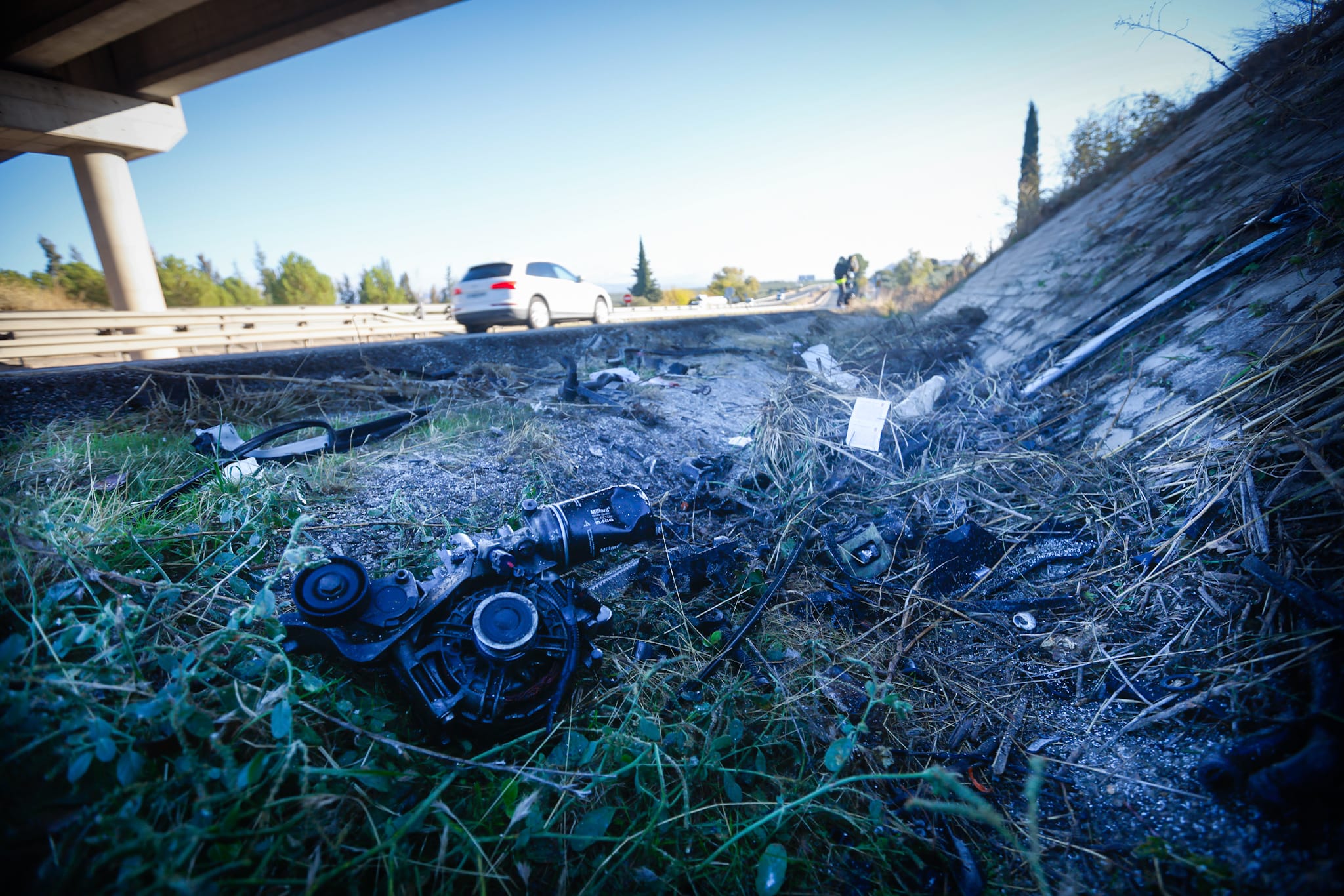 El lugar del accidente mortal de la A-92 en Moraleda de Zafayona