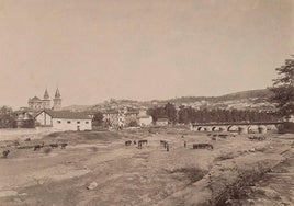 Vista del cauce del río Genil visto desde el Puente Romano en 1930.