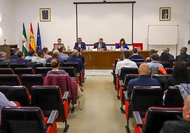 Instante de la reunión entre el subdelegado y los alcaldes afectados por la DANA.