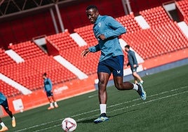 Lopy durante un entrenamiento del Almería