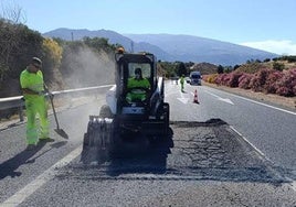 Reparación del firme en la autovía A-44 PK 153.