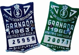 Matrículas de bicicletas para Granada, años sesenta.