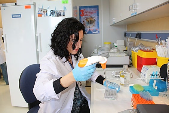 Una científica realizando su labor investigadora en un laboratorio.