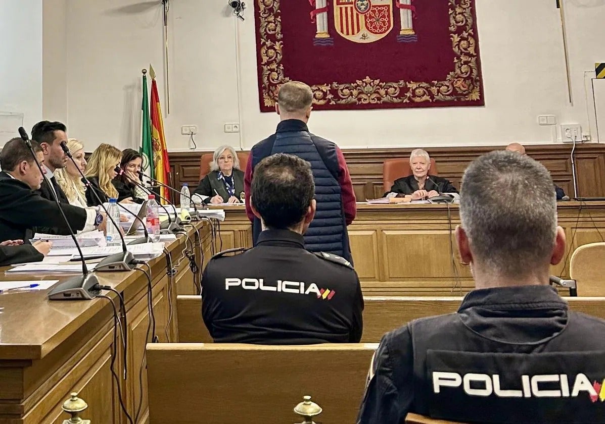 El acusado, en pie durante una de las sesiones del juicio en la Audiencia provincial.