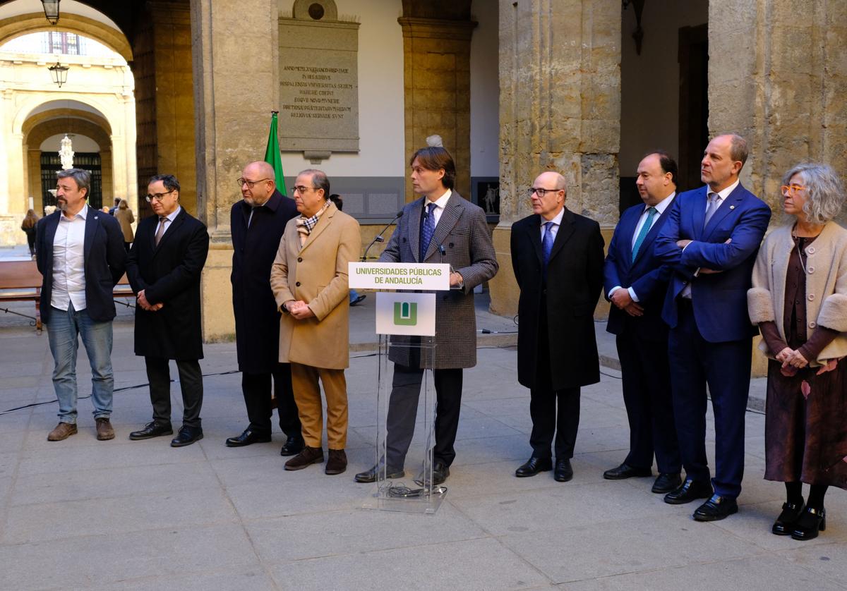 Rueda de prensa de los rectores de las universidades andaluzas en Sevilla.