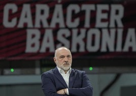 Pablo Laso, en el último partido del Baskonia en la Euroliga.