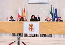 Una votación en la última sesión plenaria del Ayuntamiento de Almería.