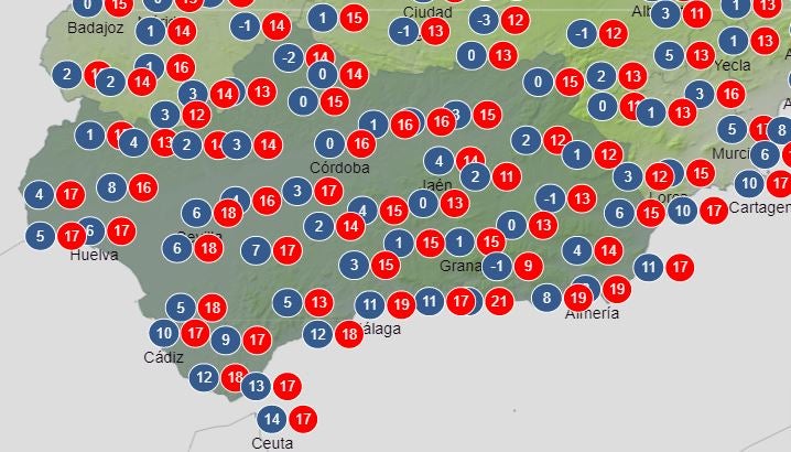 Temperaturas para el lunes 30 de diciembre.