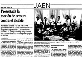 La primera moción de censura en Jaén fue en 1989 y la segunda será el 2 de enero.