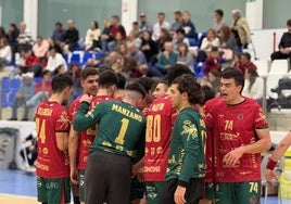 Los jugadores del Ciudad de Granada, en Málaga.