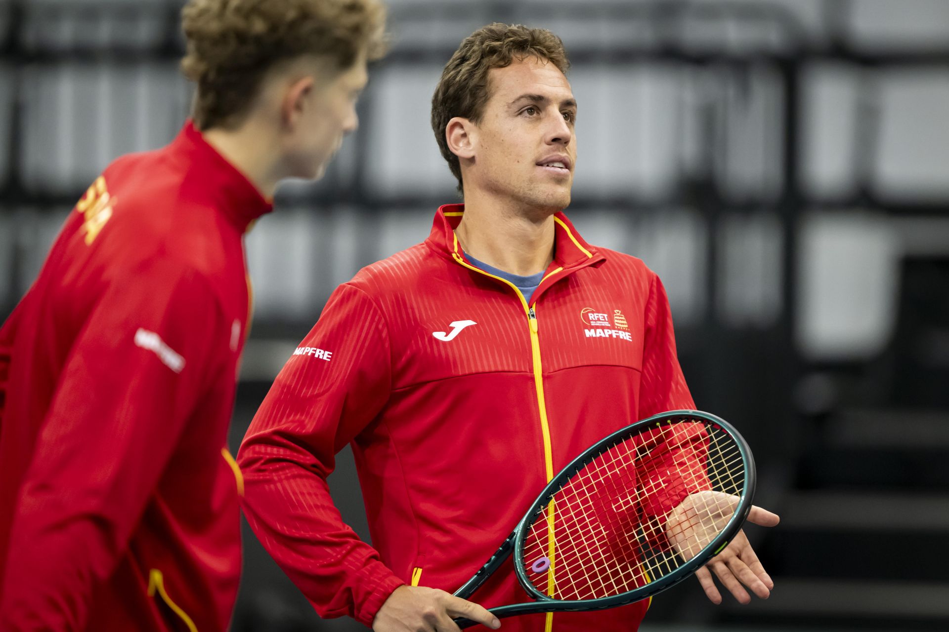 Roberto Carballés, durante el entrenamiento de la selección de este miércoles en Biel.