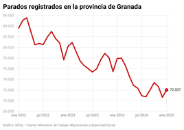 Un escaparate en la campaña de rebajas en Granada.