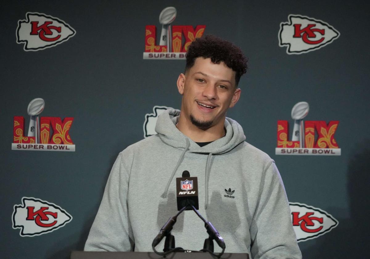 Mahomes en rueda de prensa, donde habló de sus vacaciones en Andalucía.